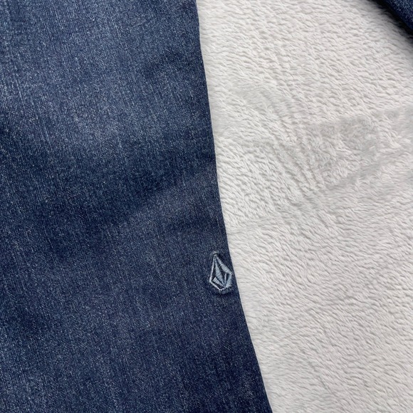 Volcom Vorta Straight Leg Jeans Mens 31 Denim Cotton Stretch Slim Fit Dark Wash - Picture 7 of 10